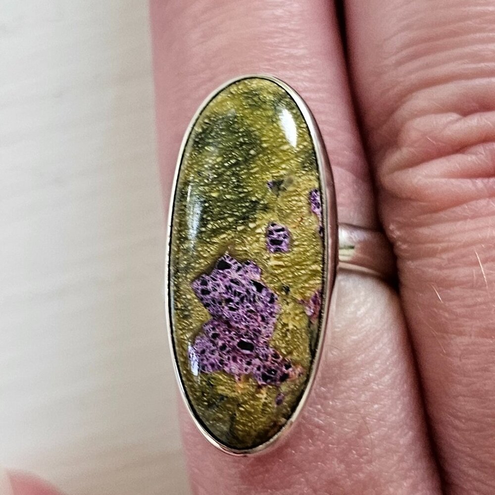 Rare Atlantisite Ring (Serpentine + Stichtite) Sterling Silver Adjustable